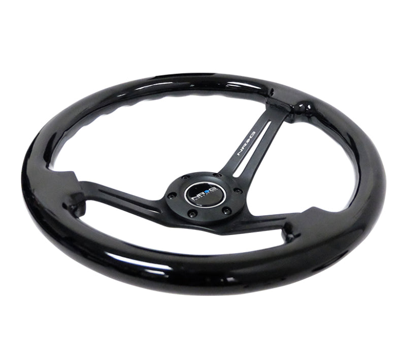 NRG Reinforced Steering Wheel (350mm / 3in. Deep) Blk Wood w/Blk Matte Spoke/Black Center Mark NRG Steering Wheels  AXOPROS