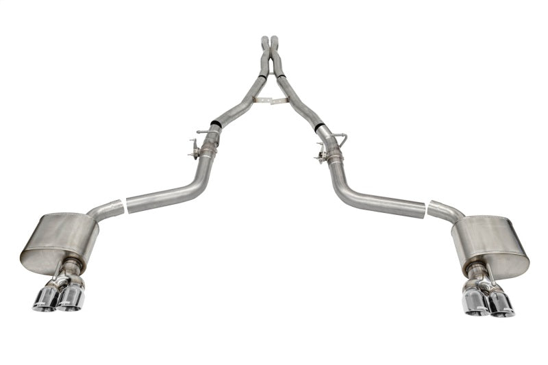 Corsa 15-23 Challenger SRT/Hellcat/Demon/Redeye 2.75in Valved CB DR Exit w/ Twin 3.5in Pol Pro Tips CORSA Performance Catback  AXOPROS