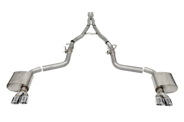 Corsa 15-23 Challenger SRT/Hellcat/Demon/Redeye 2.75in Valved CB DR Exit w/ Twin 3.5in Pol Pro Tips CORSA Performance Catback  AXOPROS