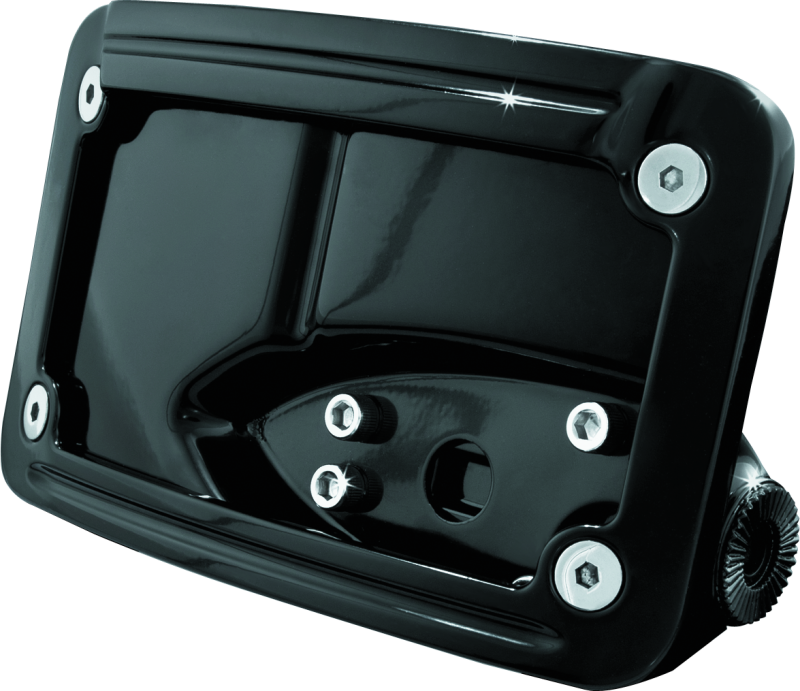 Kuryakyn Curved Horizontal Mount Side License Plate Holder Gloss Black Kuryakyn License Plate Relocation  AXOPROS