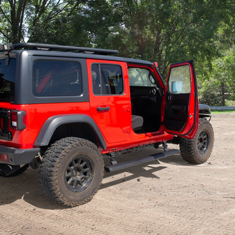 RealTruck 18-24 Jeep Wrangler 4dr VoltStep Electric Running Board Kit (Drilling Req.) - Tex. Blk Go Rhino Running Boards  AXOPROS
