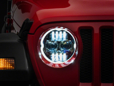 Raxiom Raxiom 18-23 Jeep Wrangler JL Axial Series 9-In Angel Eye LED Headlights- Black Housing (Clear Lens) Headlights aftermarket performance part