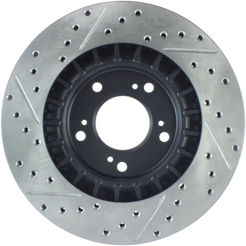 StopTech 00-09 S2000 Slotted & Drilled Left Front Rotor Stoptech Brake Rotors - Slot & Drilled  AXOPROS