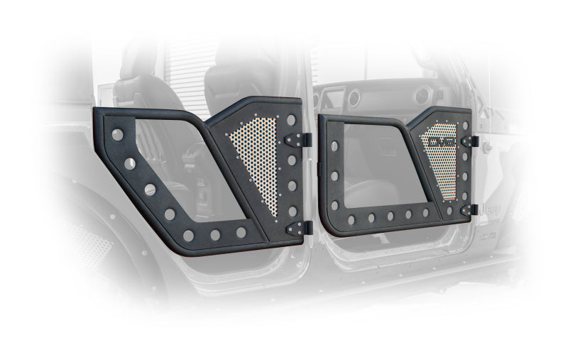 DV8 Offroad Jeep 18+ Wrangler JL / 20+ Gladiator JT Front Rock Doors w/ Perforated Aluminum Mesh DV8 Offroad Doors  AXOPROS
