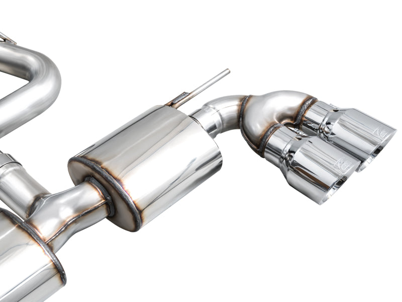 AWE MK8 Volkswagen Golf R 3in Touring Edition Quad Exhaust - Chrome Silver Tips AWE Tuning Catback  AXOPROS