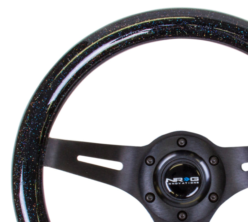 NRG Classic Wood Grain Steering Wheel (310mm) Black Sparkle w/Blk 3-Spoke Center NRG Steering Wheels  AXOPROS
