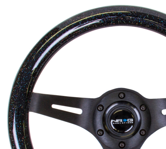 NRG Classic Wood Grain Steering Wheel (310mm) Black Sparkle w/Blk 3-Spoke Center NRG Steering Wheels  AXOPROS