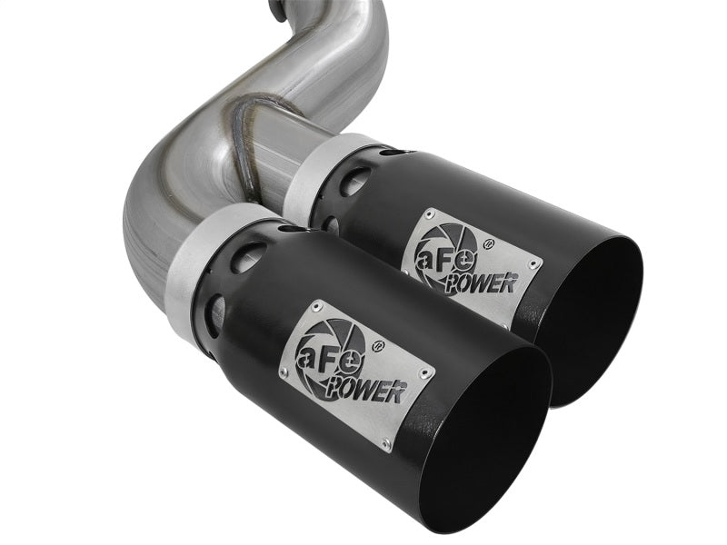 aFe Rebel XD 4in SS DPF-Back Exhaust 17-18 Ford Diesel Trucks V8-6.7L (td) w/ Dual Black Tips aFe DPF Back  AXOPROS