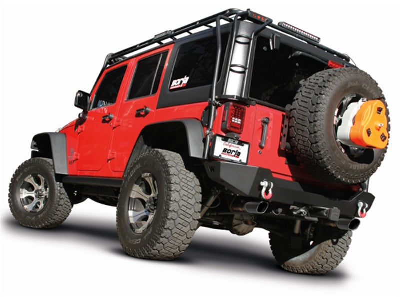 Borla 12-16 Jeep Wrangler 3.6L AT/MT 4DR 4WD S SQ RL AC SR 2.5in 2in TIP 3.5inx3.28in Black Chrome Borla Catback  AXOPROS