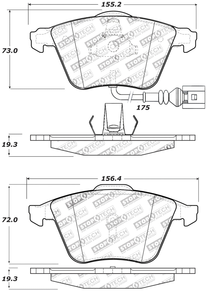 StopTech Performance 08-13 Audi TT Quattro / 12 VW Golf R Front Brake Pads Stoptech Brake Pads - Performance  AXOPROS
