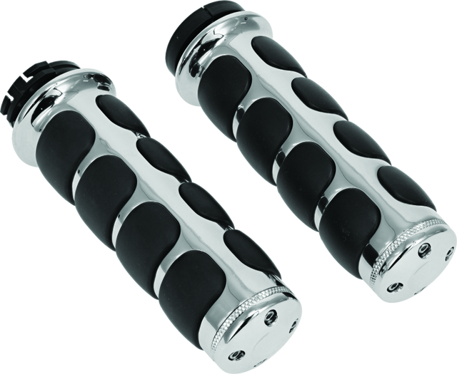 Kuryakyn Premium ISO Grips Without Throttle Boss Dual Cable Chrome Kuryakyn Grips  AXOPROS