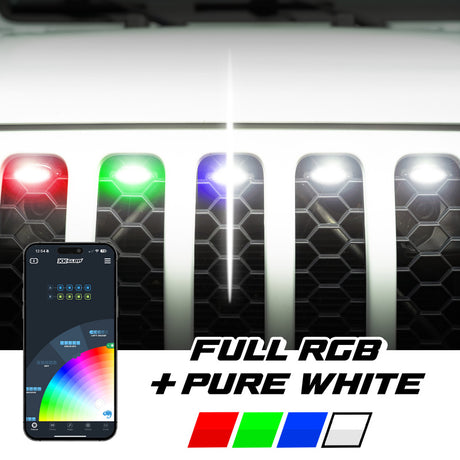 XKGLOW XK Glow XKmax Pre-Runner Style RGBW LED Grill Pods - 7pc Light Accessories and Wiring aftermarket performance part