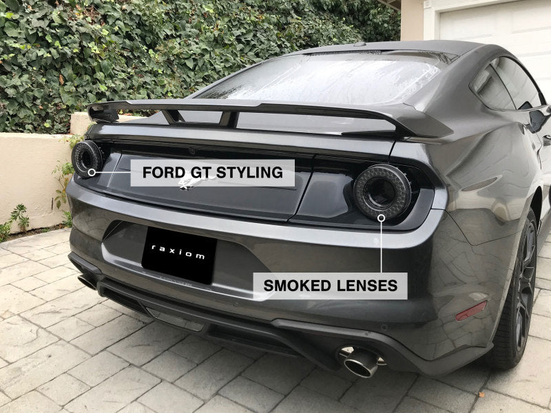 Raxiom 15-22 Ford Mustang Halo LED Tail Lights - Gloss Black Housing (Smoked Lens) Raxiom Tail Lights  AXOPROS