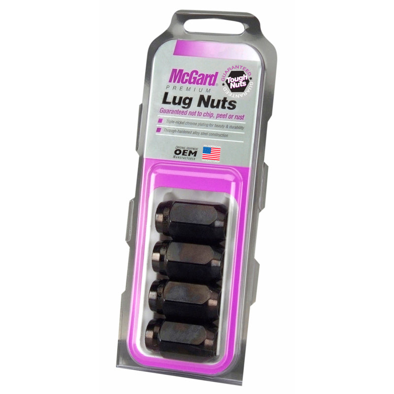 McGard Hex Lug Nut (Cone Seat) M12X1.5 / 13/16 Hex / 1.5in. Length (4-pack) - Black McGard Lug Nuts  AXOPROS