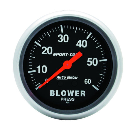 Autometer Sport Comp Mechanical 2 5/8in 60 psi Blower Pressure Gauge AutoMeter Gauges  AXOPROS