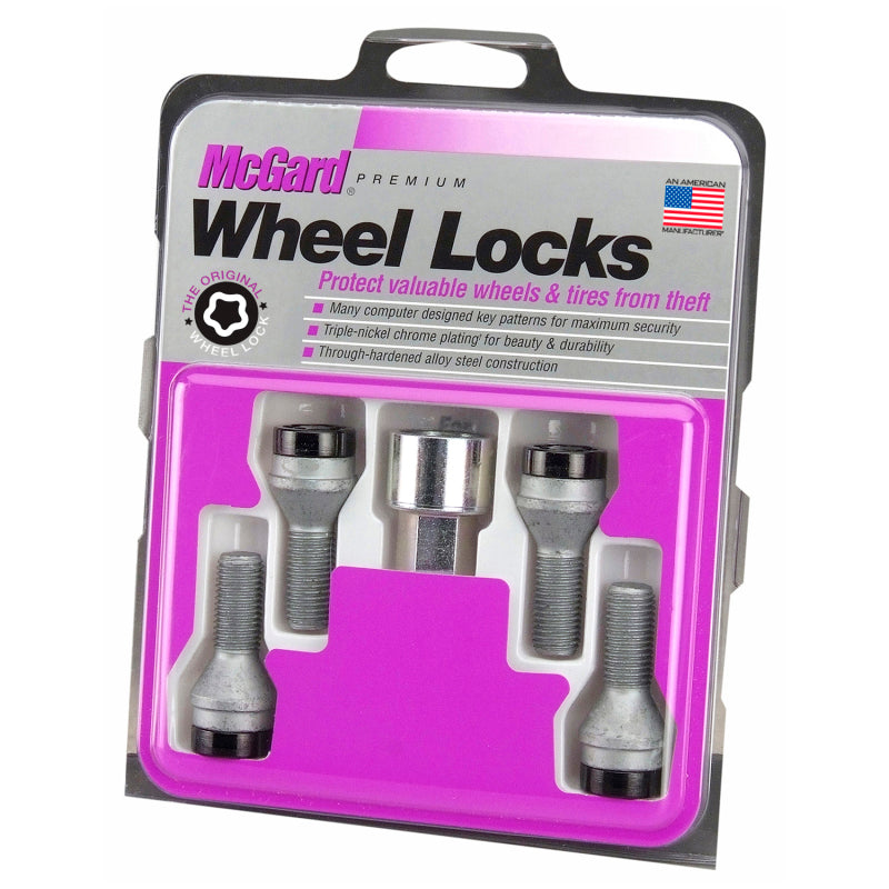 McGard Wheel Lock Bolt Set - 4pk. (Cone Seat) M12X1.5 / 17mm Hex / 25.5mm Shank Length - Black McGard Wheel Bolts  AXOPROS