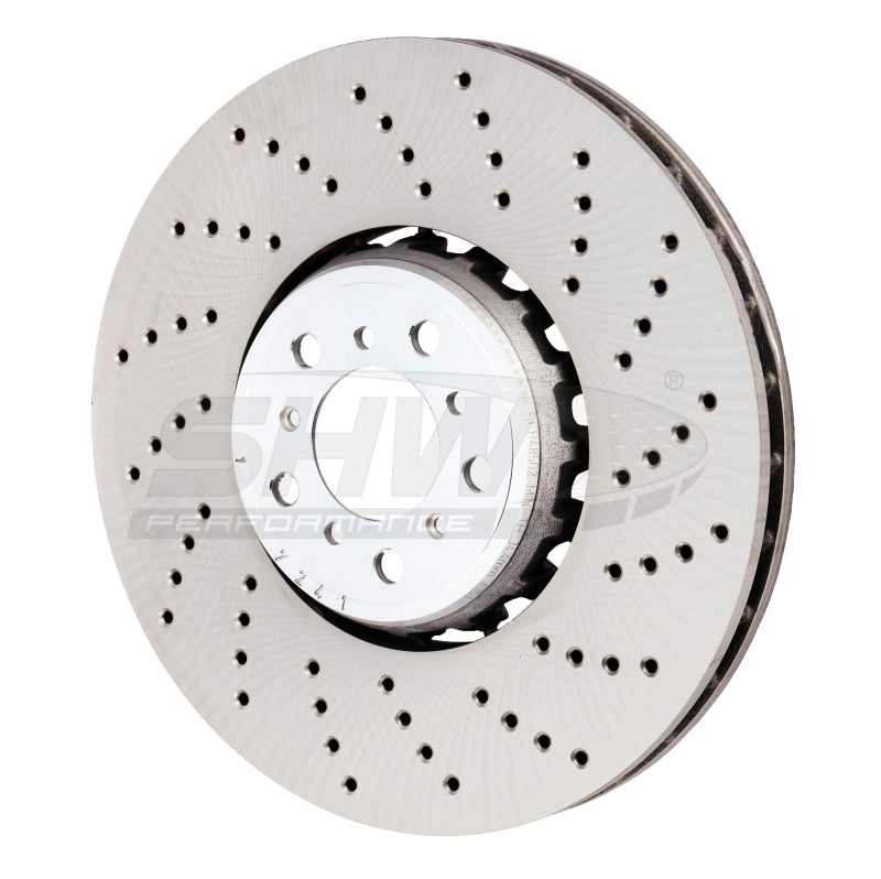 SHW 15-18 BMW X5 M 4.4L Right Front Cross-Drilled Lightweight Brake Rotor (34112284902) SHW Performance Brake Rotors - Drilled  AXOPROS