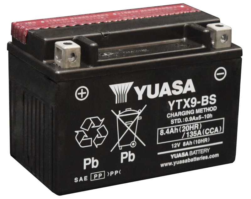 Yuasa YTX9-BS Maintenance Free AGM 12-Volt Battery w/Bottle Yuasa Battery Batteries  AXOPROS