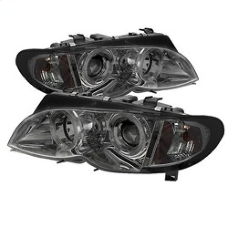 Spyder BMW E46 3-Series 02-05 4DR Projector Headlights 1PC LED Halo Smke PRO-YD-BMWE4602-4D-AM-SM SPYDER Headlights  AXOPROS