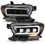 ANZO 2016-2018 Toyota Tacoma LED Projector Headlights Plank Style Black w/ Amber ANZO Headlights  AXOPROS