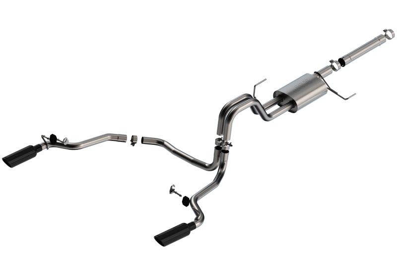 Borla 21-22 F-150 Powerboost 3.5L V6 2WD & 4WD 4DR 3in, 2.25in S-TYPE Catback w/ Black Chrome Tips Borla Catback  AXOPROS