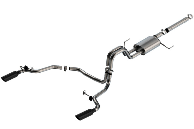 Borla 21-22 F-150 Powerboost 3.5L V6 2WD & 4WD 4DR 3in, 2.25in S-TYPE Catback w/ Black Chrome Tips Borla Catback  AXOPROS