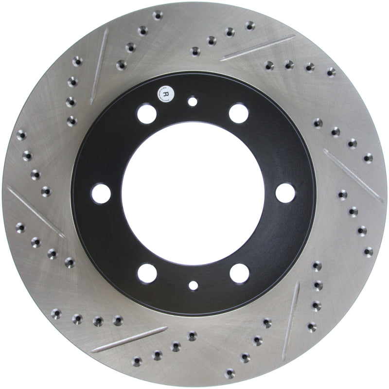 StopTech 07-08 Toyota FJ Cruiser / 05-08 Tacoma (6 lug) / 03-08 4 Runner (319mm disc) SportStop Slo Stoptech Brake Rotors - Slot & Drilled  AXOPROS