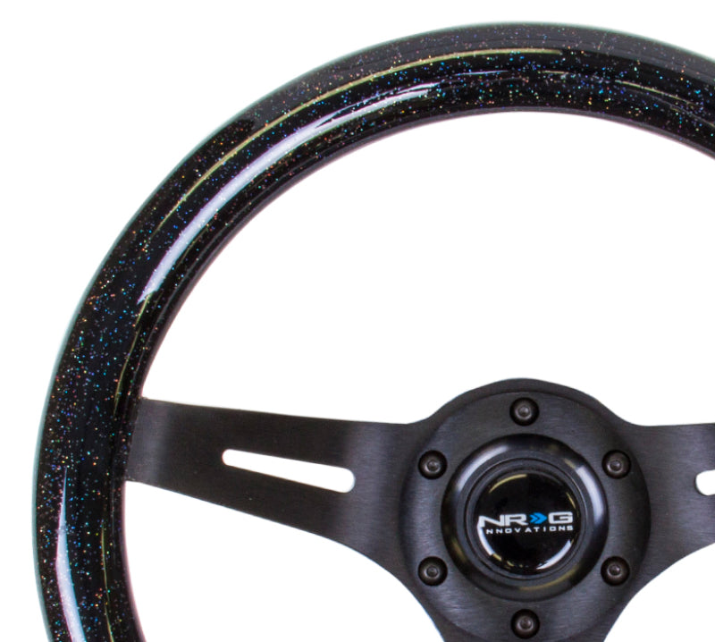 NRG Classic Wood Grain Steering Wheel (310mm) Black Sparkle w/Blk 3-Spoke Center NRG Steering Wheels  AXOPROS