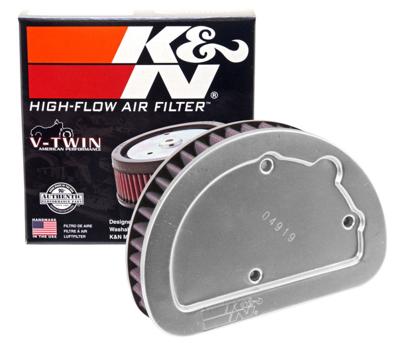 K&N Replacement Unique Air Filter 6.625in L x 4.75in W x 1.625in H with 1 Flange for Harley Davidson K&N Engineering Air Filters - Direct Fit  AXOPROS