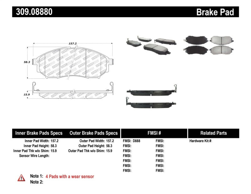 StopTech Performance 06-08 350Z w/ Std Brakes / 06-08 Infiniti G35 Front Brake Pads Stoptech Brake Pads - Performance  AXOPROS