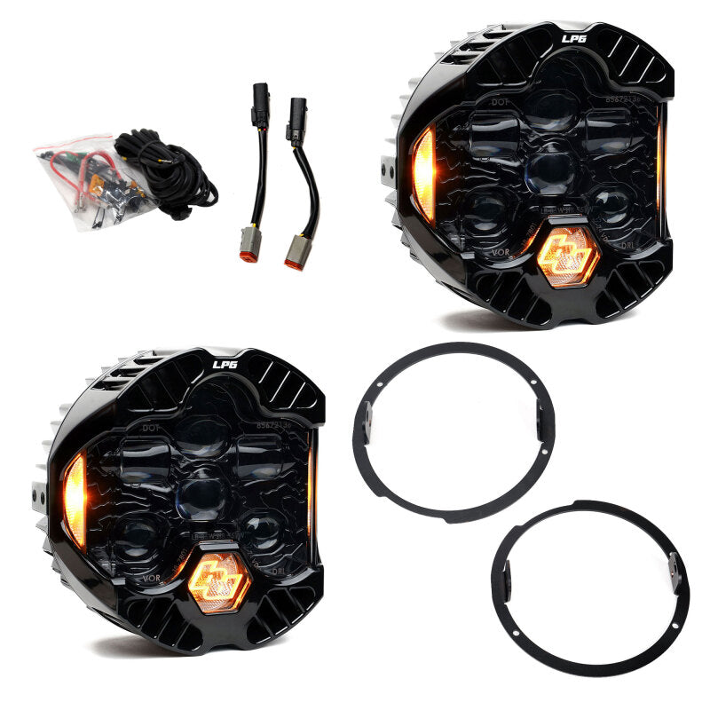 Baja Designs 07-18 Jeep Wrangler JK DOT LP6 LED Headlight Kit (For LED Headlights)- Amber Baja Designs Headlights  AXOPROS