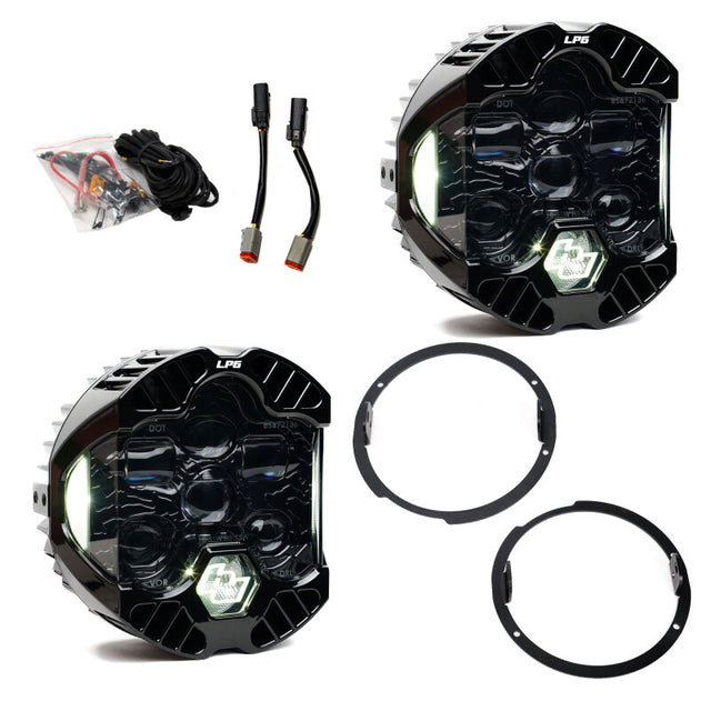 Baja Designs 07-18 Jeep Wrangler JK DOT LP6 LED Headlight Kit (For LED Headlights) - Clear/White Baja Designs Headlights  AXOPROS