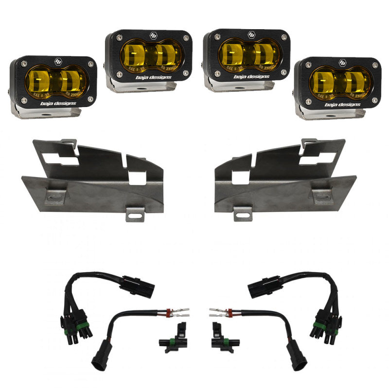 Baja Designs 19-22 Dodge RAM 1500 Rebel / 21-22 1500 TRX S2 SAE Dual Fog Pocket Light Kit - Amber Baja Designs Light Bars & Cubes  AXOPROS