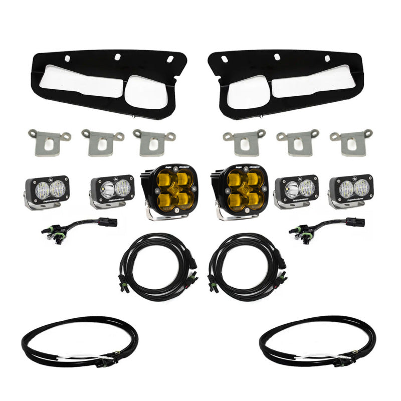 Baja Designs 2021+ Ford Bronco Amber SAE Fog Pocket Kit w/Upfitter Baja Designs Fog Lights  AXOPROS