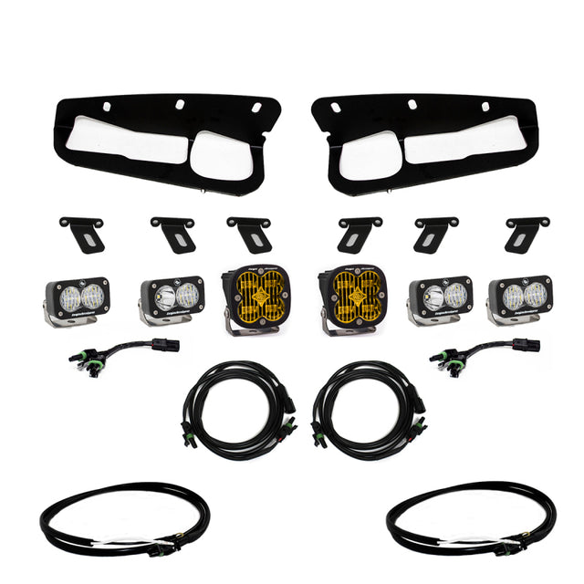 Baja Designs 2021+ Ford Bronco Amber SAE Fog Pocket Kit w/Upfitter Baja Designs Fog Lights  AXOPROS