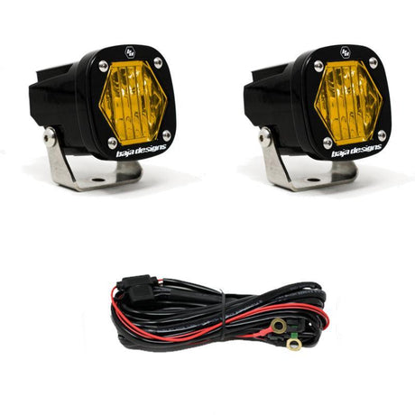 Baja Designs S1 Amber Wide Cornering LED Light w/ Mounting Bracket Pair Baja Designs Light Bars & Cubes  AXOPROS
