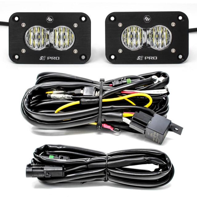 Baja Designs S2 Pro Wide Cornering Pair Flush Mount LED Light Pod Kit Baja Designs Light Bars & Cubes  AXOPROS