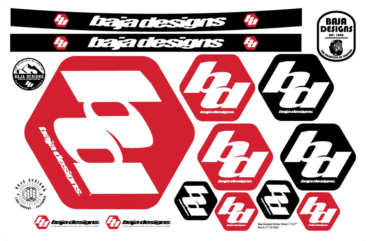 Baja Designs Sticker Sheet Baja Designs Promotional Item  AXOPROS