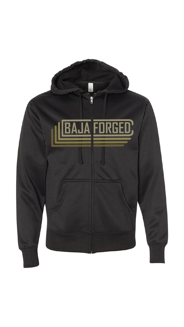 BAJA FORGED POLY-TECH HOODED FULL-ZIP SWEATSHIRT - BLACK - 2XL Baja Forged Hoodie  AXOPROS