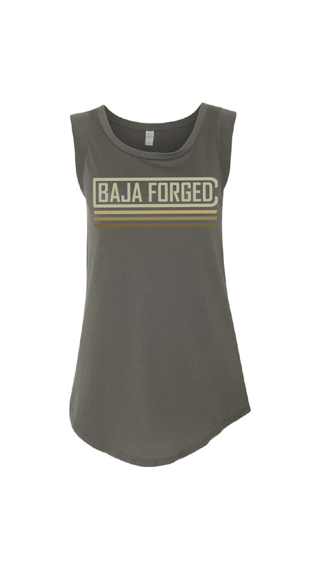 BAJA FORGED WOMEN'S JERSEY MUSCLE TANK - CHARCOAL GREY - 2XL Baja Forged Tank Top  AXOPROS