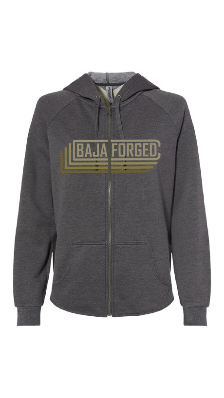 BAJA FORGED WOMEN'S ZIP-UP SWEATSHIRT - SHADOW GREY - 3XL Baja Forged Hoodie  AXOPROS
