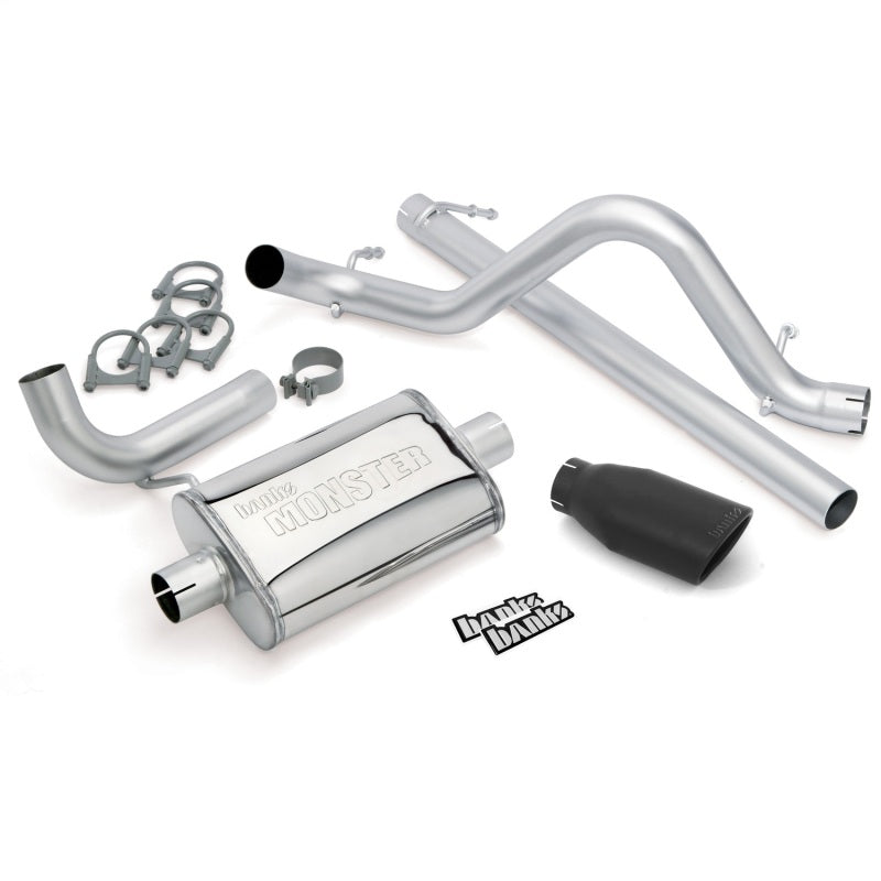 Banks Power 07-11 Jeep 3.8L Wrangler - 2dr Monster Exhaust System - SS Single Exhaust w/ Black Tip Banks Power Catback  AXOPROS