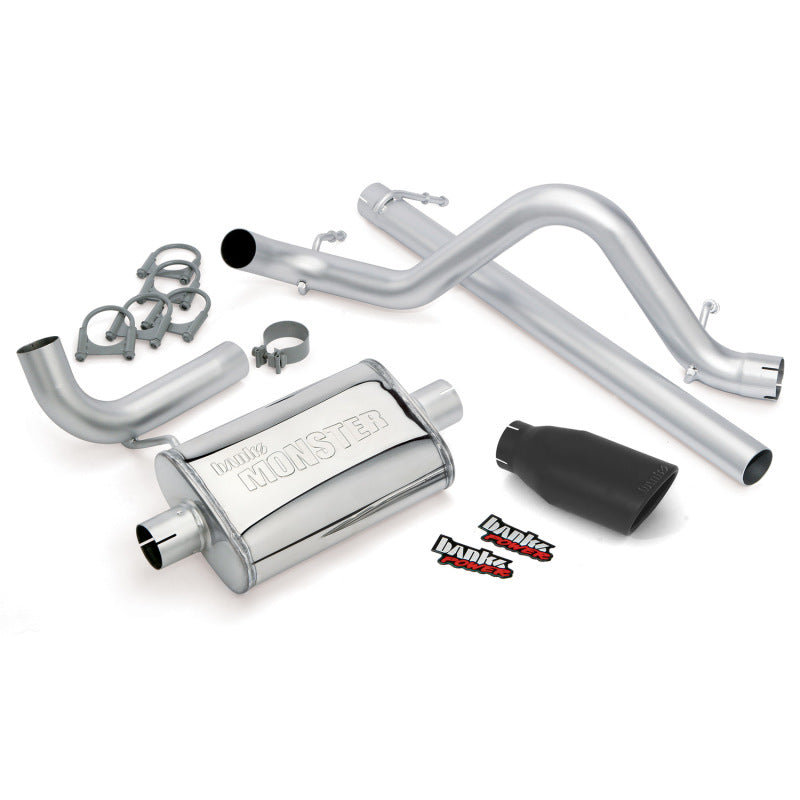 Banks Power 07-11 Jeep 3.8L Wrangler - 2dr Monster Exhaust System - SS Single Exhaust w/ Black Tip Banks Power Catback  AXOPROS