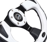 NRG Reinforced Steering Wheel (320mm) Blk w/White Trim & 4mm 3-Spoke NRG Steering Wheels  AXOPROS