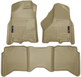 Husky Liners 2012 Dodge Ram 1500/2500/3500 Crew Cab WeatherBeater Combo Tan Floor Liners Husky Liners Floor Mats - Rubber  AXOPROS