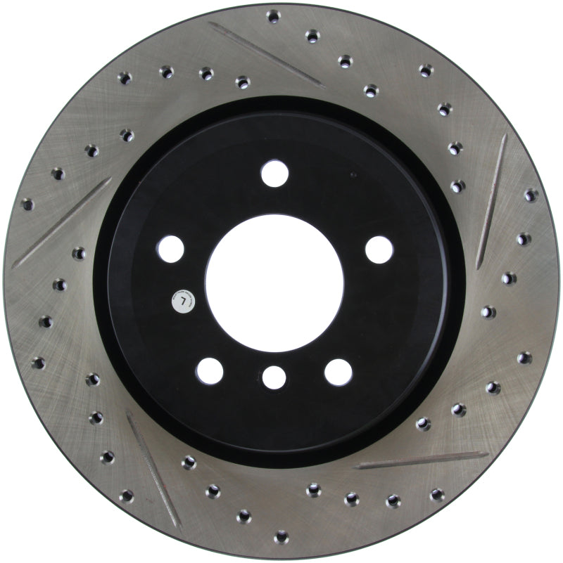 StopTech 06 BMW 330 / 07-09 BMW 335 Slotted & Drilled Left Rear Rotor Stoptech Brake Rotors - Slot & Drilled  AXOPROS