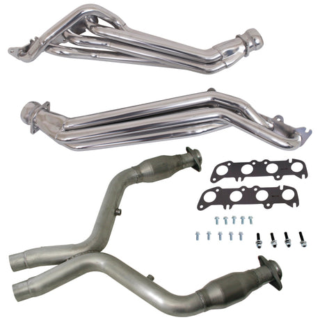 BBK 11-14 Ford Mustang GT 1-3/4 Long Tube Headers w/High Flow Catted Mid Pipe (Silver Ceramic) BBK Headers & Manifolds  AXOPROS