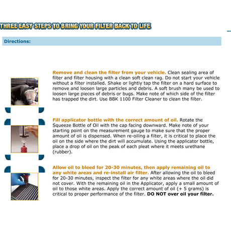 BBK AIR FILTER CLEANER & BLUE RE-OILING KIT - UNIVERSAL BBK Performance Parts Air Filter Cleaner Kit  AXOPROS