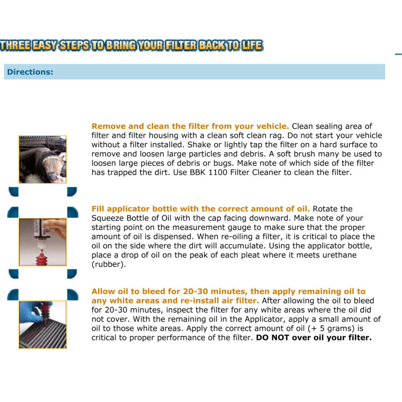 BBK BBK Cold Air Filter Restore Cleaner And Re-Oil Kit BBK Recharge Kits  AXOPROS