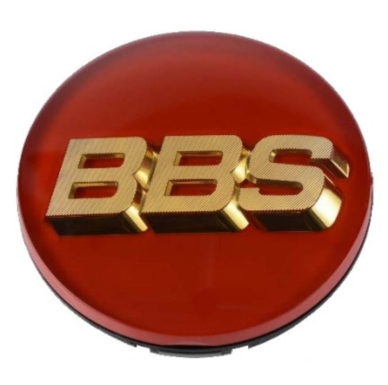 BBS Center Cap - 70mm Red w/ Gold 3D Logo (4-tab) BBS Wheel Center Caps  AXOPROS